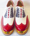 Bari Navy-white-Burgandy Lizard gold toe golf shoes